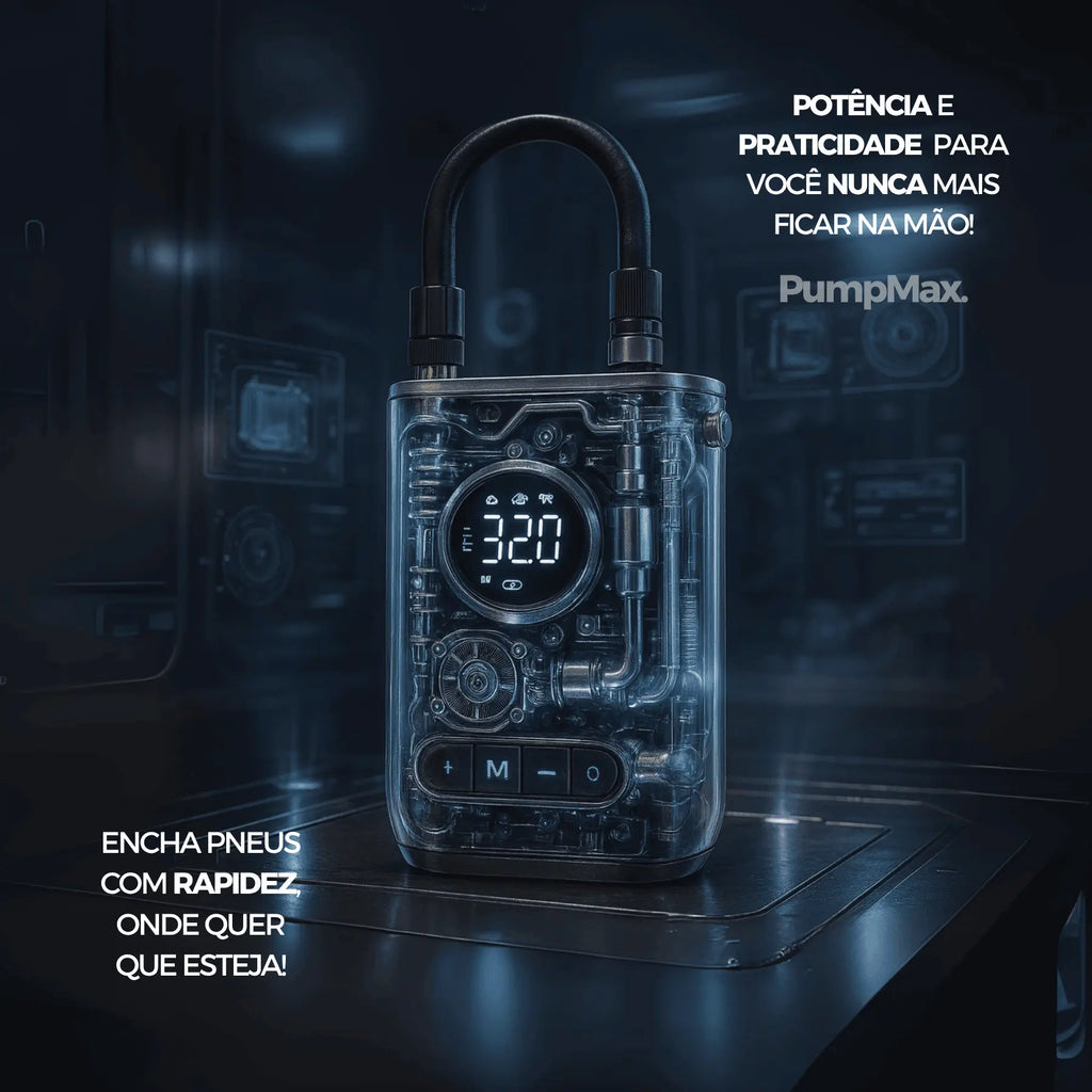 Compressor de Ar Portátil PumpMax + 4 BRINDES EXCLUSIVOS + FRETE GRÁTIS